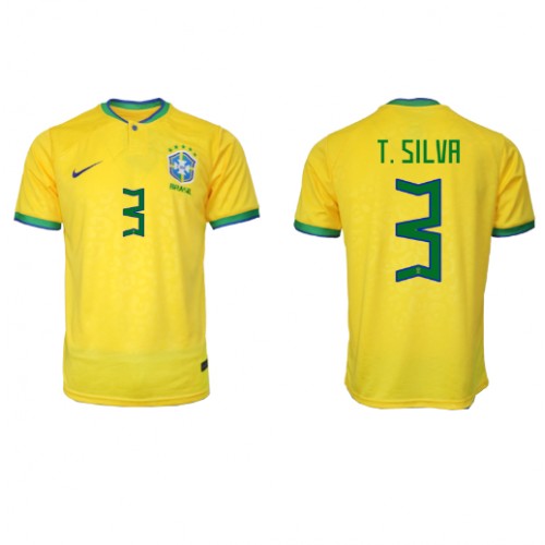 Fotballdrakt Herre Brasil Thiago Silva #3 Hjemmedrakt VM 2022 Kortermet